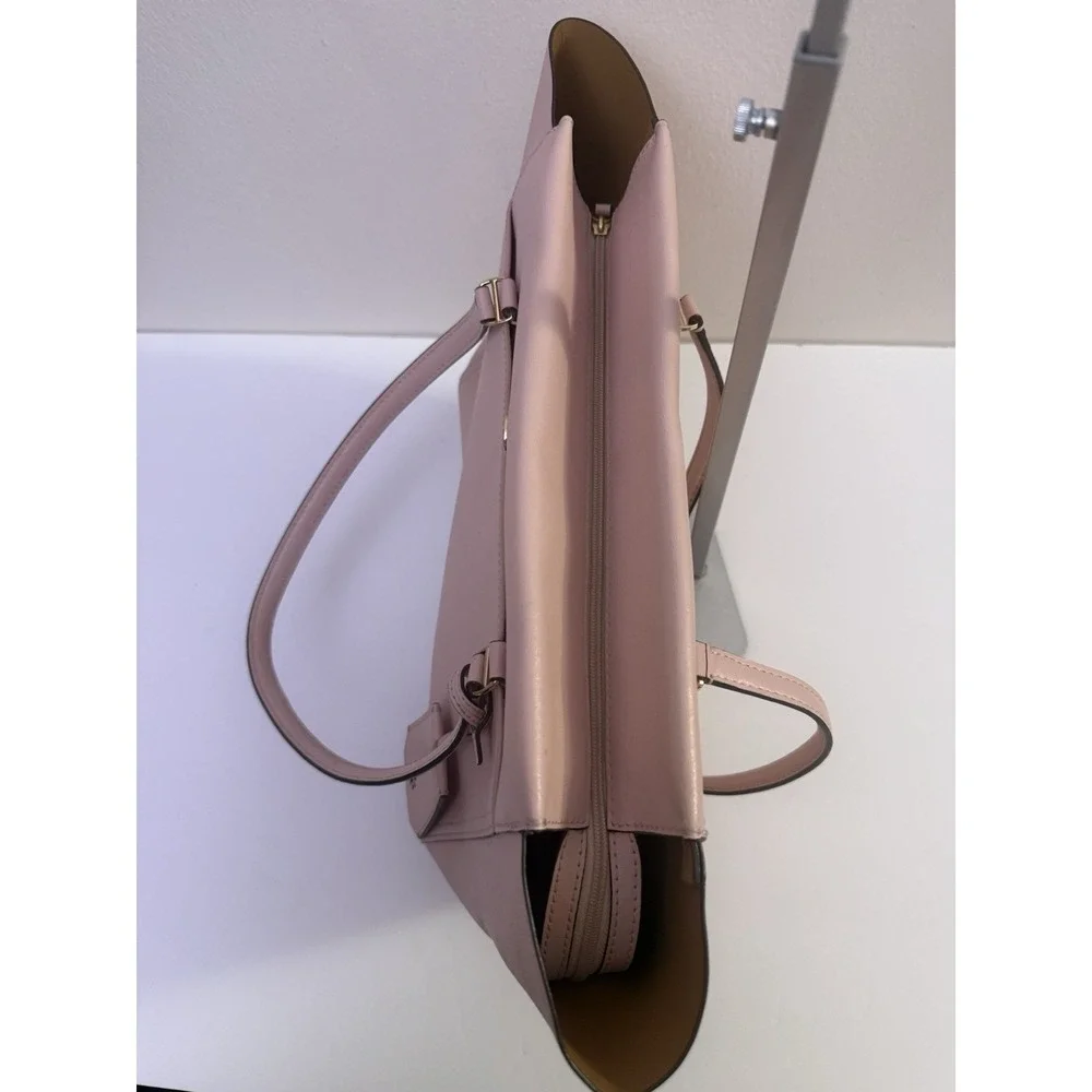 Tory Burch Parker Tote Pink Leather Bag Purse Classic Preppy Zip Top‎